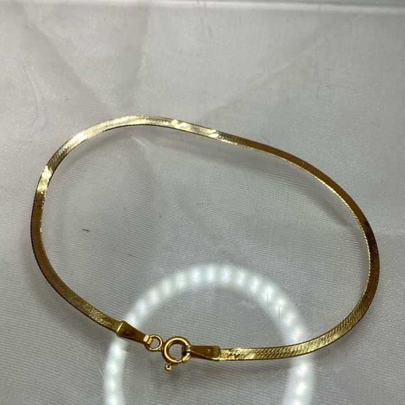 14K YELLOW GOLD Herringbone bracelet ITALIAN REAL GOLD vintage - Picture 7 of 13